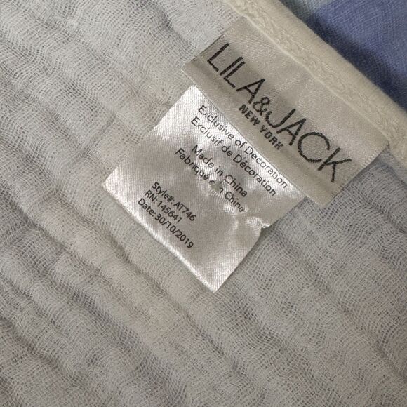 Lila & Jack Muslin Baby Blanket Swaddle Infant Nursery Plaid Blue White bv - Picture 2 of 4